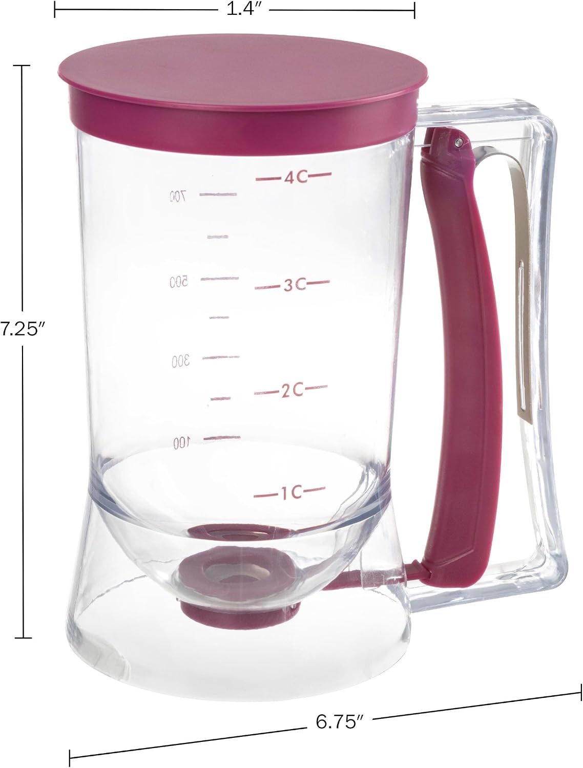 Classic Cuisine 4-Cup Pancake Batter Dispenser, Purple