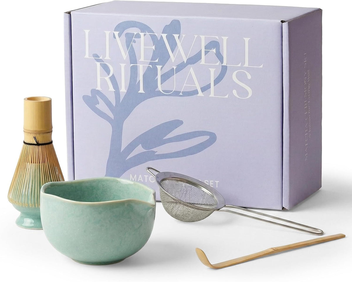Pink Matcha Kit, Ceramic Bowl and Whisk Set, 5 Pc