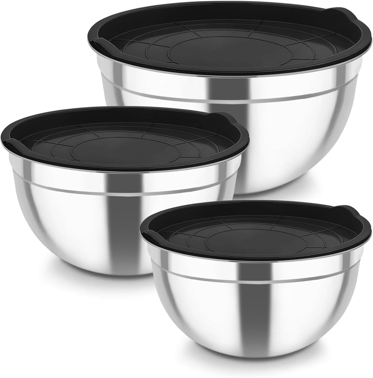 Mixing Bowls, Stainless Steel Nesting Salad Bowls & Airtight Lids
