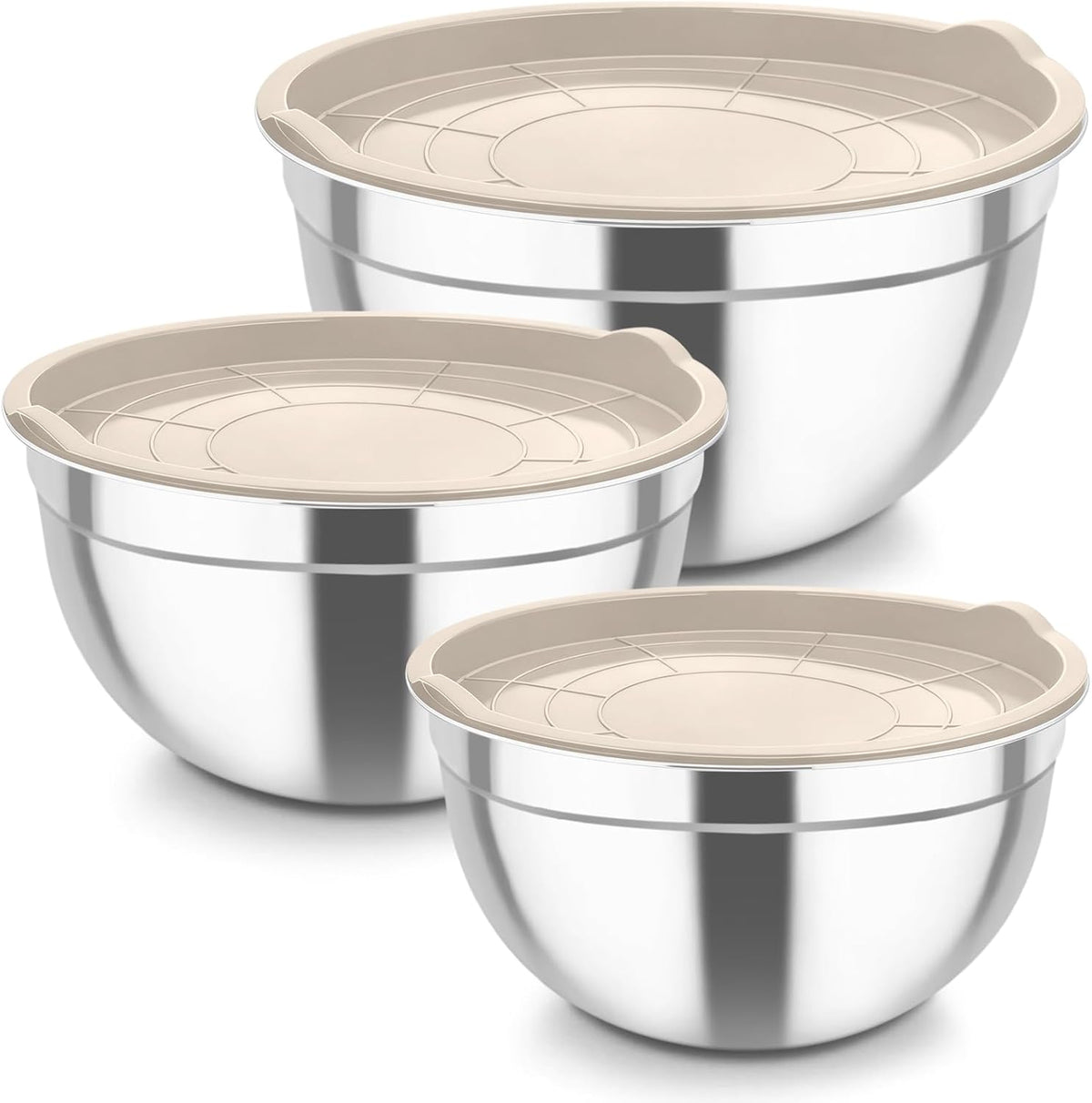 Mixing Bowls, Stainless Steel Nesting Salad Bowls & Airtight Lids