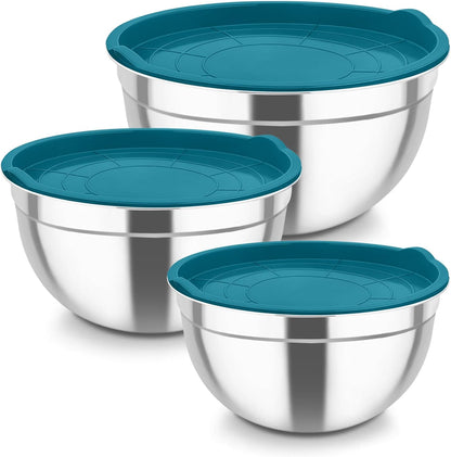 Mixing Bowls, Stainless Steel Nesting Salad Bowls & Airtight Lids