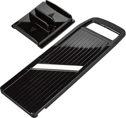 Wide Ceramic Mandoline Slicer – 4" Blade for Large Vegetables | Wide Adjustable Mandoline Slicer: 4-Inch Angled Ceramic Blade, 4 Thickness Settings, and Secure Safety Handguard