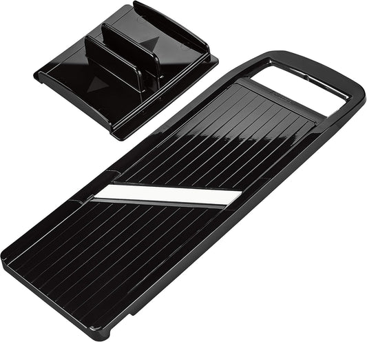 Wide Ceramic Mandoline Slicer – 4" Blade for Large Vegetables | Wide Adjustable Mandoline Slicer: 4-Inch Angled Ceramic Blade, 4 Thickness Settings, and Secure Safety Handguard