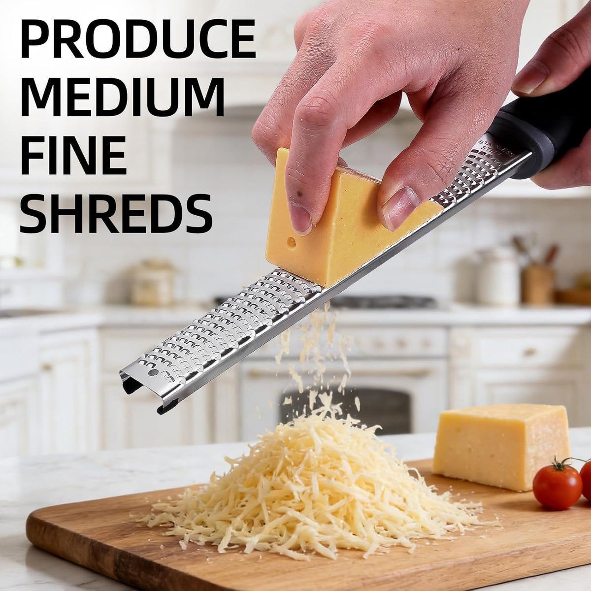 Lemon Zester & Cheese Grater Stainless Steel Cheese Grater with Plastic Cover, for Lime Chocolate, Ginger and Garlic (Long Style)