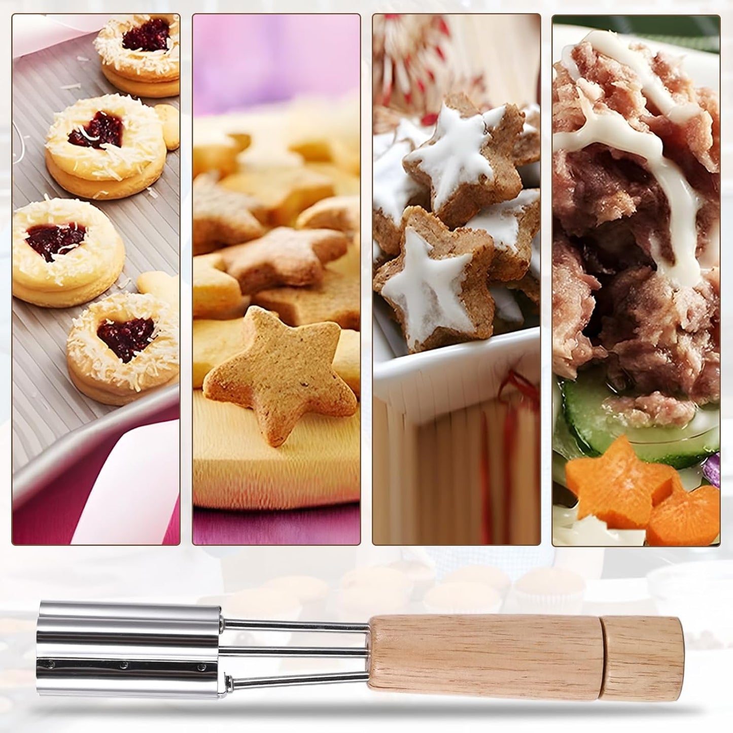 Pastry Cutter Wheel, Ravioli Cutter Wheel with Long Wooden Handle | Pasta Cutter Dumpling Lace Making Noodle Ruffled Edge Cookies Pie Cutter Kitchen Dough Cutting Tool