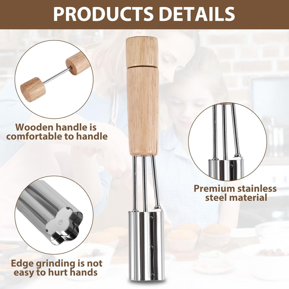 Pastry Cutter Wheel, Ravioli Cutter Wheel with Long Wooden Handle | Pasta Cutter Dumpling Lace Making Noodle Ruffled Edge Cookies Pie Cutter Kitchen Dough Cutting Tool