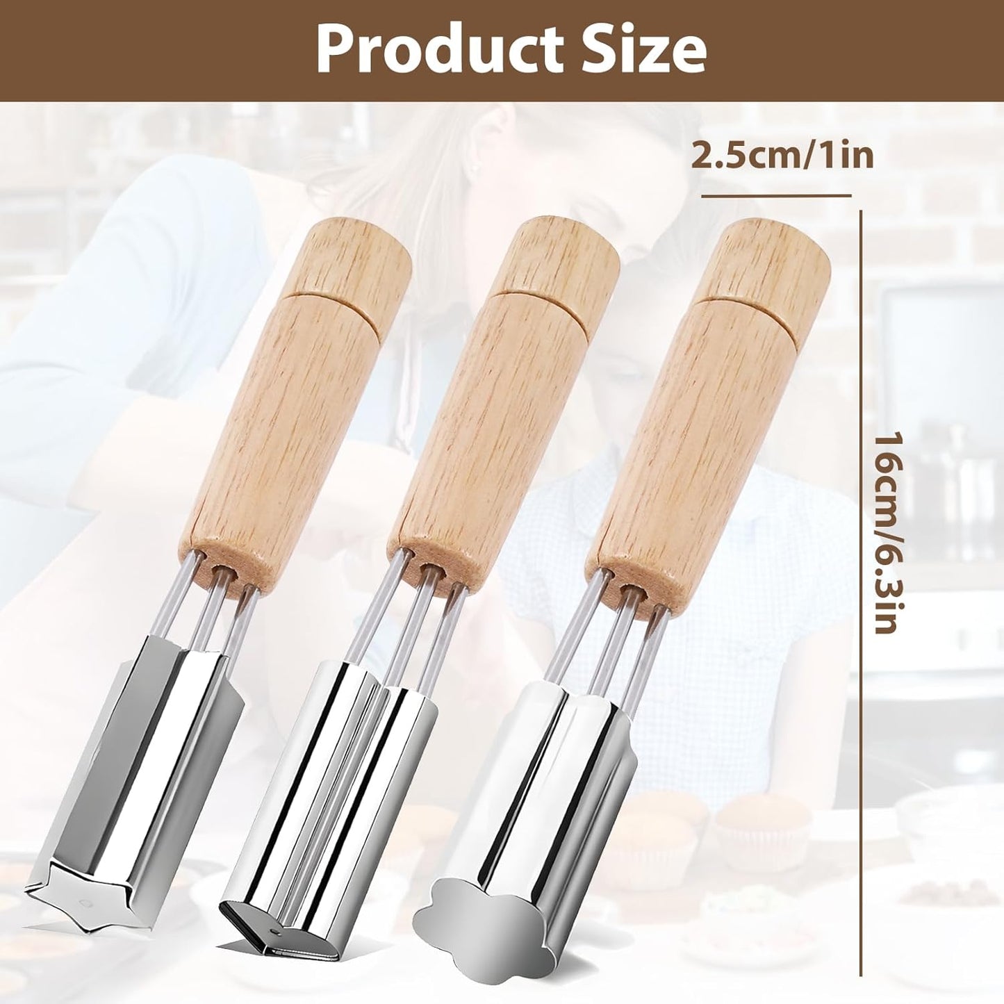 Pastry Cutter Wheel, Ravioli Cutter Wheel with Long Wooden Handle | Pasta Cutter Dumpling Lace Making Noodle Ruffled Edge Cookies Pie Cutter Kitchen Dough Cutting Tool