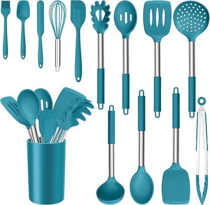 14-PCS Silicone Cooking Utensils Set, Kitchen Utensils Set w/Holder