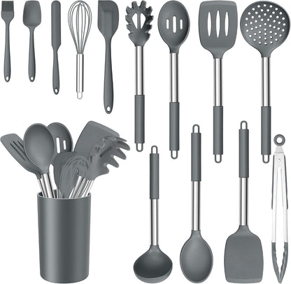 14-PCS Silicone Cooking Utensils Set, Kitchen Utensils Set w/Holder