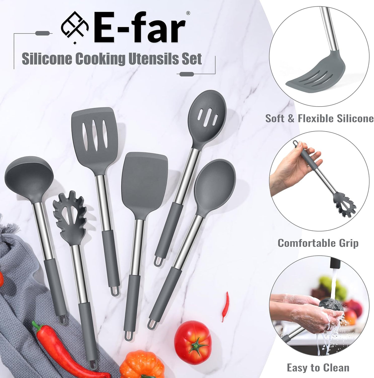 14-PCS Silicone Cooking Utensils Set, Kitchen Utensils Set w/Holder