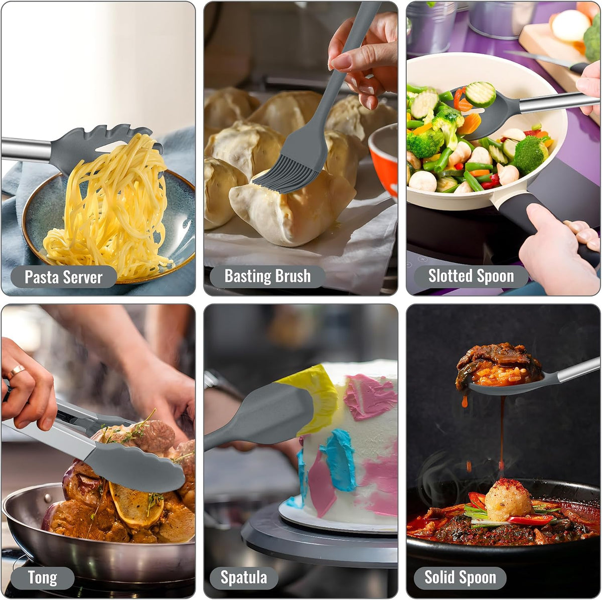 14-PCS Silicone Cooking Utensils Set, Kitchen Utensils Set w/Holder