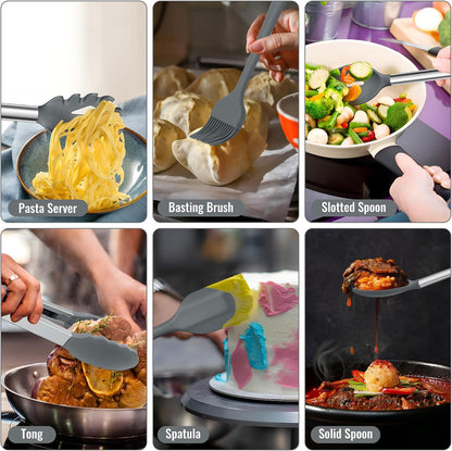 14-PCS Silicone Cooking Utensils Set, Kitchen Utensils Set w/Holder