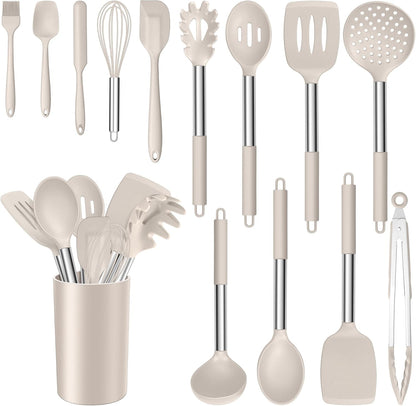 14-PCS Silicone Cooking Utensils Set, Kitchen Utensils Set w/Holder