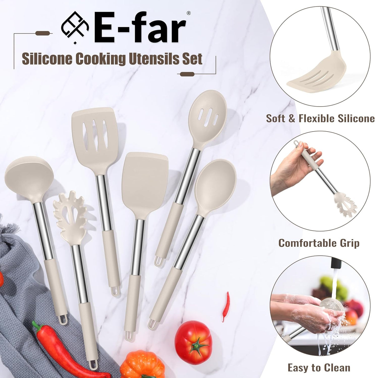 14-PCS Silicone Cooking Utensils Set, Kitchen Utensils Set w/Holder