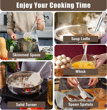 14-PCS Silicone Cooking Utensils Set, Kitchen Utensils Set w/Holder