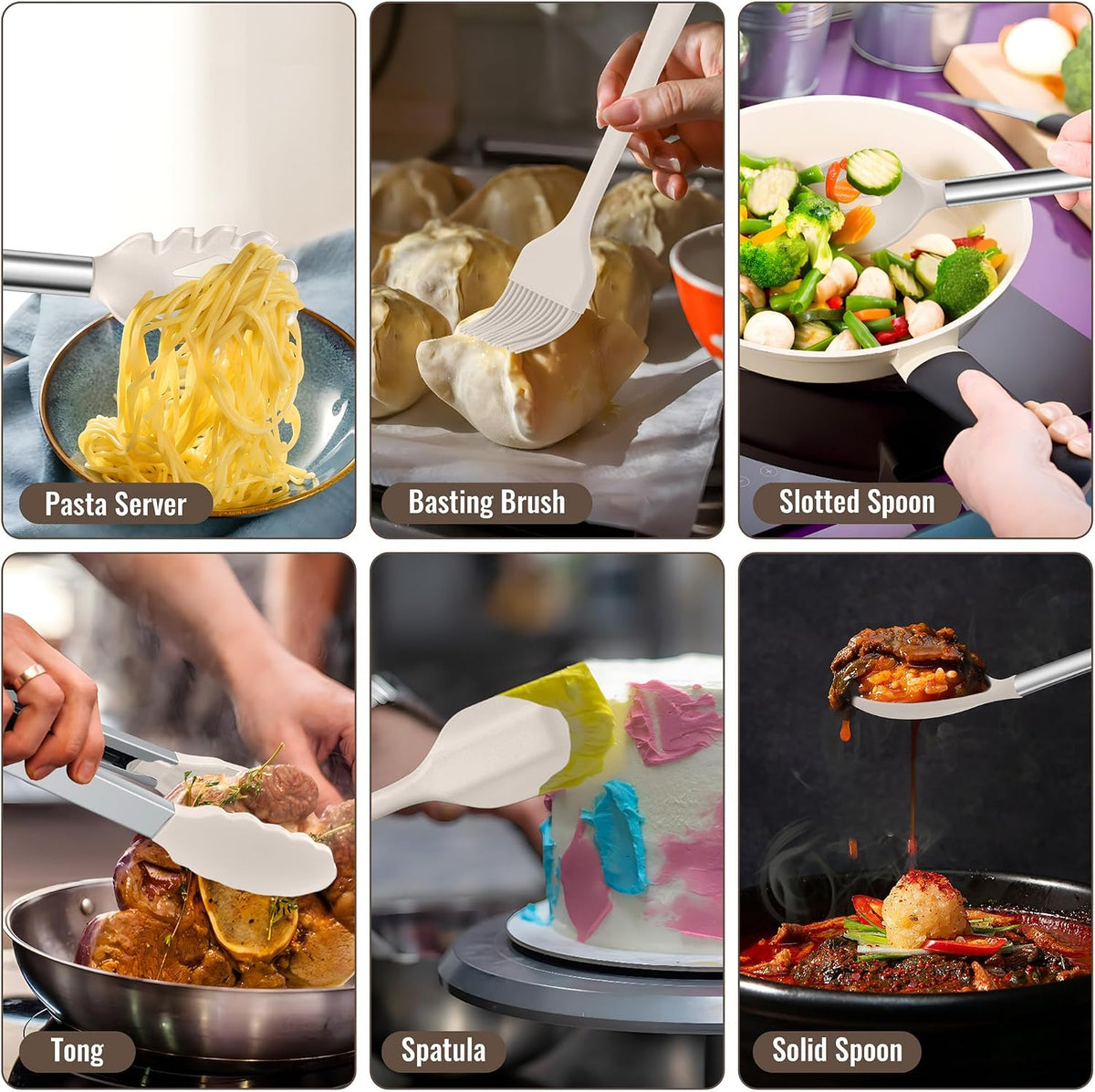 14-PCS Silicone Cooking Utensils Set, Kitchen Utensils Set w/Holder