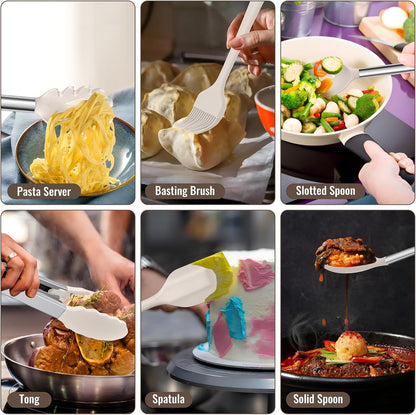 14-PCS Silicone Cooking Utensils Set, Kitchen Utensils Set w/Holder