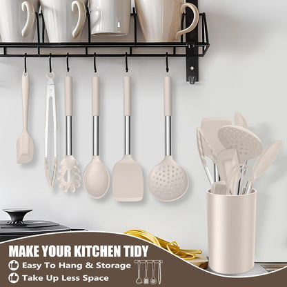 14-PCS Silicone Cooking Utensils Set, Kitchen Utensils Set w/Holder