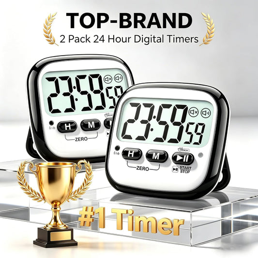 2-Pack Magnetic Kitchen Timers for Cooking, Digital Stop Watch Countdown Timer for Kids, Teachers, Classroom, Office, Exercise - Battery Included