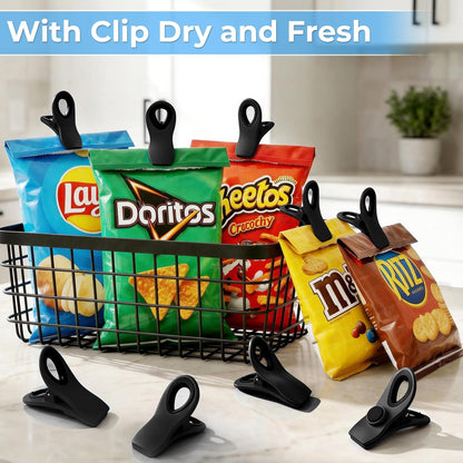 12 Pack Chip Clips, Bag Clips for Food, Magnetic Sealers for Chips and Other Food, Plastic Bag Clip for Kitchen, Fridge, Clothes, Sewing and Artwork (Green)