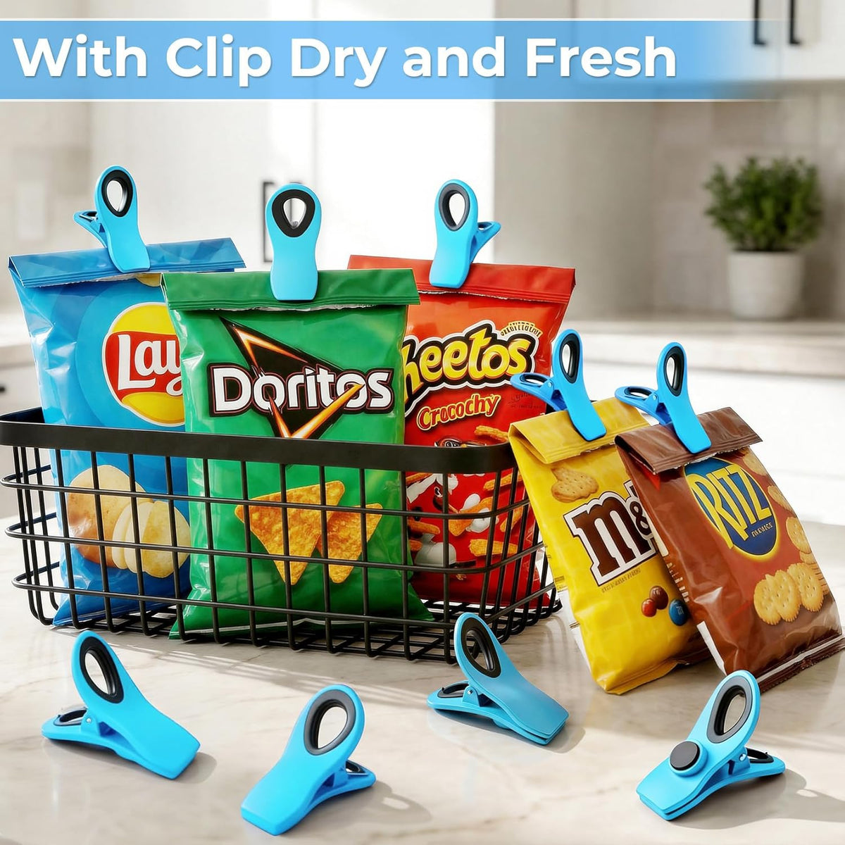 12 Pack Chip Clips, Bag Clips for Food, Magnetic Sealers for Chips and Other Food, Plastic Bag Clip for Kitchen, Fridge, Clothes, Sewing and Artwork (Green)