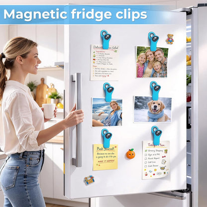12 Pack Chip Clips, Bag Clips for Food, Magnetic Sealers for Chips and Other Food, Plastic Bag Clip for Kitchen, Fridge, Clothes, Sewing and Artwork (Green)