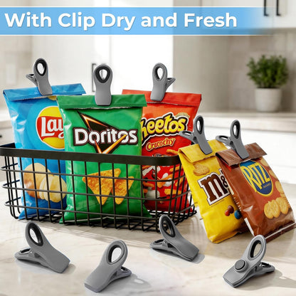 12 Pack Chip Clips, Bag Clips for Food, Magnetic Sealers for Chips and Other Food, Plastic Bag Clip for Kitchen, Fridge, Clothes, Sewing and Artwork (Green)