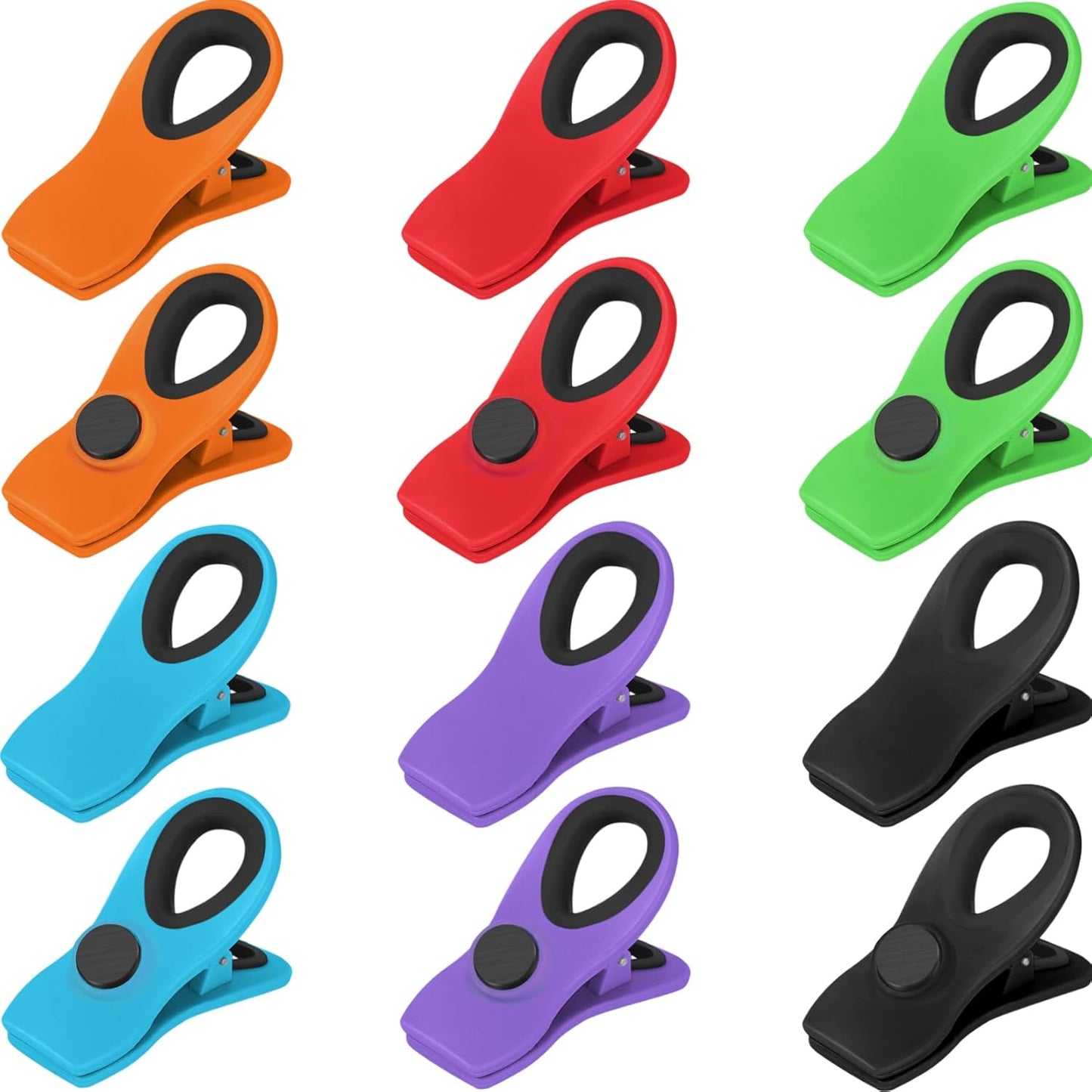 12 Pack Chip Clips, Bag Clips for Food, Magnetic Sealers for Chips and Other Food, Plastic Bag Clip for Kitchen, Fridge, Clothes, Sewing and Artwork (Green)