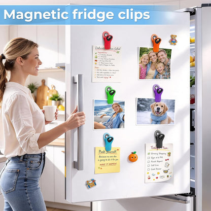 12 Pack Chip Clips, Bag Clips for Food, Magnetic Sealers for Chips and Other Food, Plastic Bag Clip for Kitchen, Fridge, Clothes, Sewing and Artwork (Green)