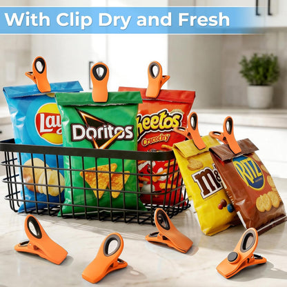 12 Pack Chip Clips, Bag Clips for Food, Magnetic Sealers for Chips and Other Food, Plastic Bag Clip for Kitchen, Fridge, Clothes, Sewing and Artwork (Green)