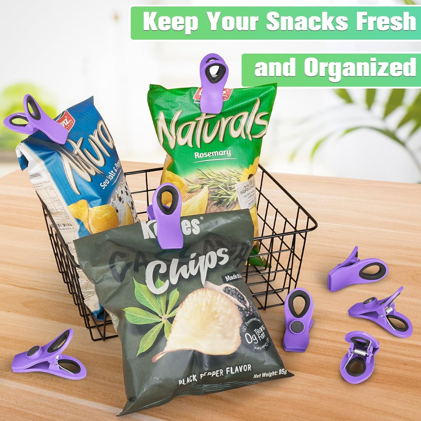 12 Pack Chip Clips, Bag Clips for Food, Magnetic Sealers for Chips and Other Food, Plastic Bag Clip for Kitchen, Fridge, Clothes, Sewing and Artwork (Green)