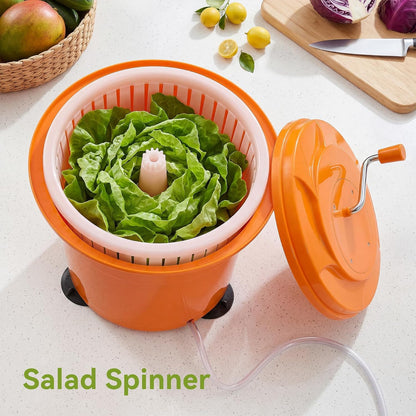 Commercial Salad Spinner, 6.6 Gal / 26.42 Qt Salad Spinner with 4.92 ft Drain Tube & Anti-Slip Feet, Large Manual Lettuce Spinner for Catering, Home, Farm