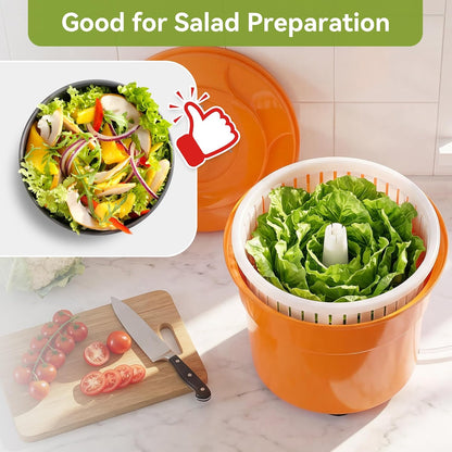 Commercial Salad Spinner, 6.6 Gal / 26.42 Qt Salad Spinner with 4.92 ft Drain Tube & Anti-Slip Feet, Large Manual Lettuce Spinner for Catering, Home, Farm