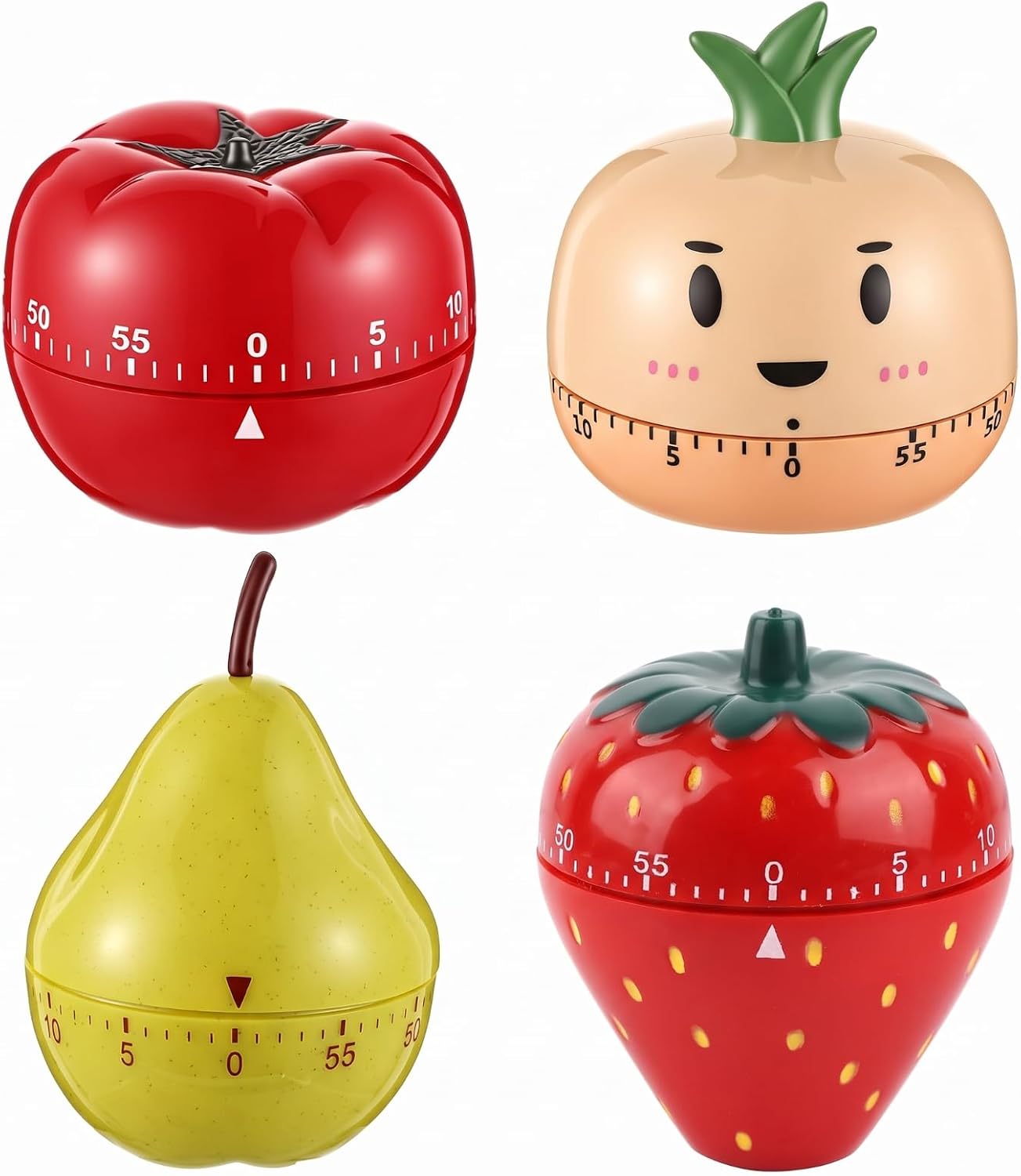 4 Pieces Cute Kitchen Timer, Animal Mechanical Manual, Chick, Frog, Duck, Ladybug, 60 Minutes Loud Alarm Egg Windup Timer, for Adults Christmas Home Cooking Baking Fitness Beauty