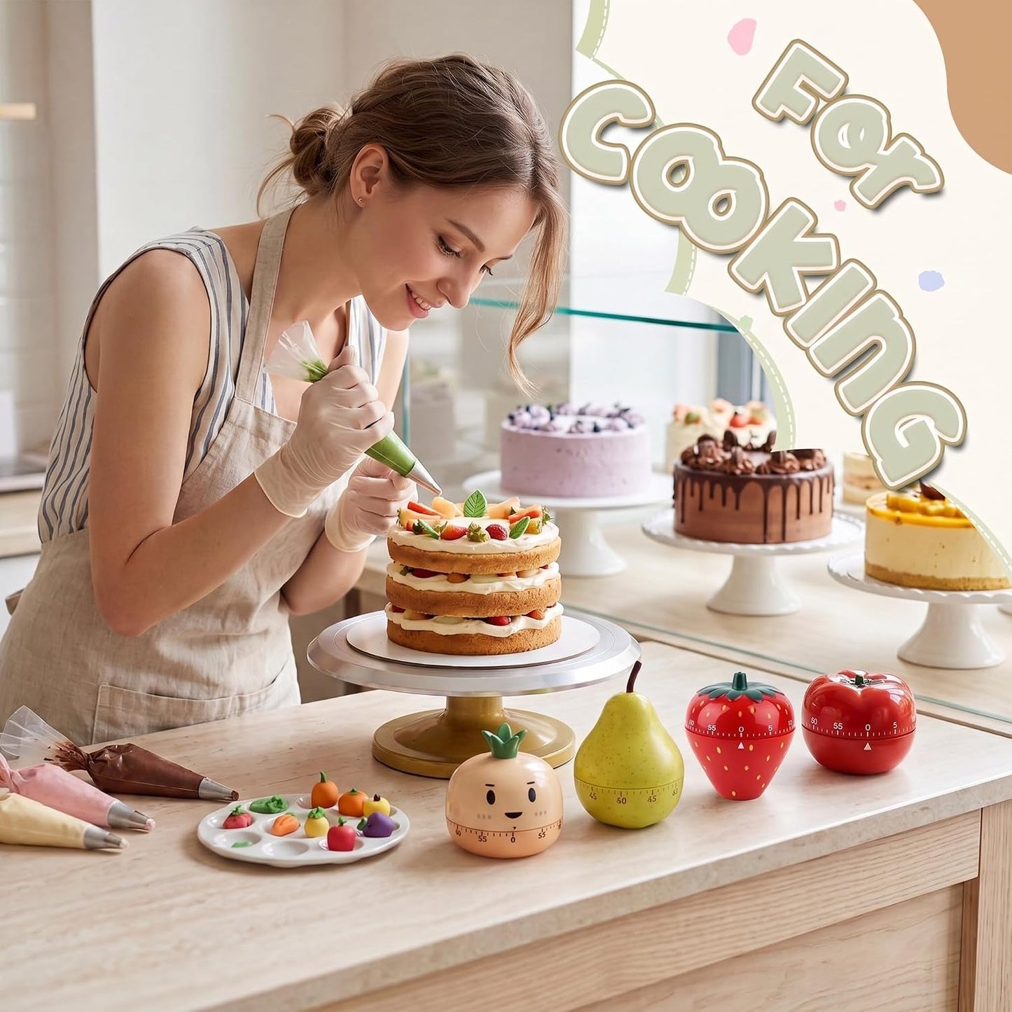 4 Pieces Cute Kitchen Timer, Animal Mechanical Manual, Chick, Frog, Duck, Ladybug, 60 Minutes Loud Alarm Egg Windup Timer, for Adults Christmas Home Cooking Baking Fitness Beauty