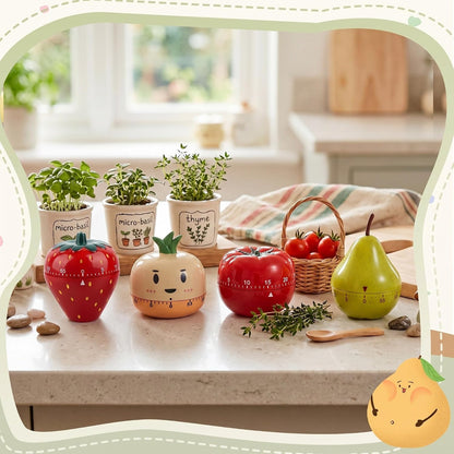 4 Pieces Cute Kitchen Timer, Animal Mechanical Manual, Chick, Frog, Duck, Ladybug, 60 Minutes Loud Alarm Egg Windup Timer, for Adults Christmas Home Cooking Baking Fitness Beauty