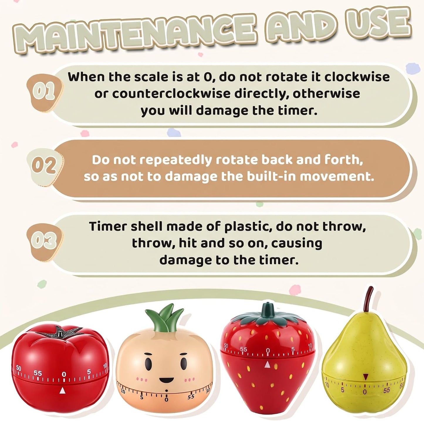 4 Pieces Cute Kitchen Timer, Animal Mechanical Manual, Chick, Frog, Duck, Ladybug, 60 Minutes Loud Alarm Egg Windup Timer, for Adults Christmas Home Cooking Baking Fitness Beauty