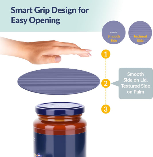 Silicone Jar Opener Gripper Pads, 6 In for Seniors, Neutral, 4 Pack | Textured Back Pattern For Superior Grip, Food-Grade Silicone, Heat-Resistant Multi-Use Kitchen Pad For Jars, Pots, Spoons