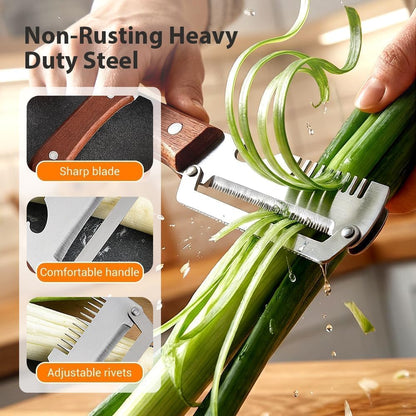 Multifunctional Vegetable Peeler, 3-in-1 Peelers For Kitchen with Bottle Opener, Sharp Stainless Steel Swivel Blade, Wooden Handle, For Vegetables or Fruits that Need to Be Peeled (3)1PCS
