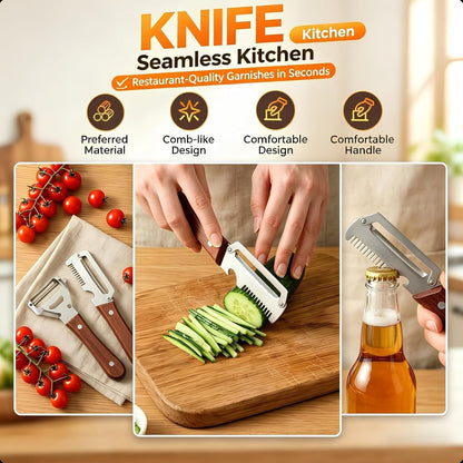 Multifunctional Vegetable Peeler, 3-in-1 Peelers For Kitchen with Bottle Opener, Sharp Stainless Steel Swivel Blade, Wooden Handle, For Vegetables or Fruits that Need to Be Peeled (3)1PCS