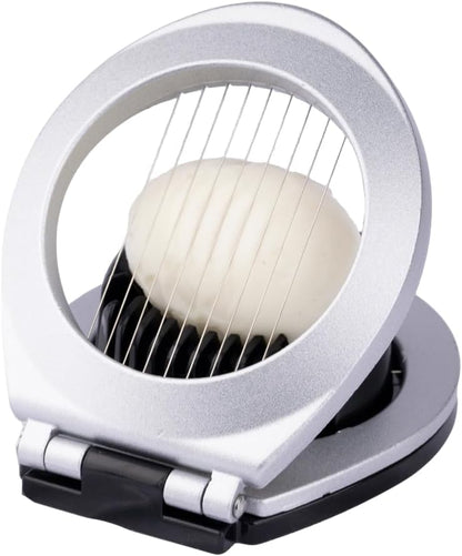 Egg Slicer for Hard Boiled Eggs Heavy Duty, Egg Cutter with Stainless Steel Wire in 2 Ways for Strawberry Soft Fruit Food Silver