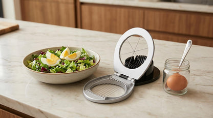 Egg Slicer for Hard Boiled Eggs Heavy Duty, Egg Cutter with Stainless Steel Wire in 2 Ways for Strawberry Soft Fruit Food Silver