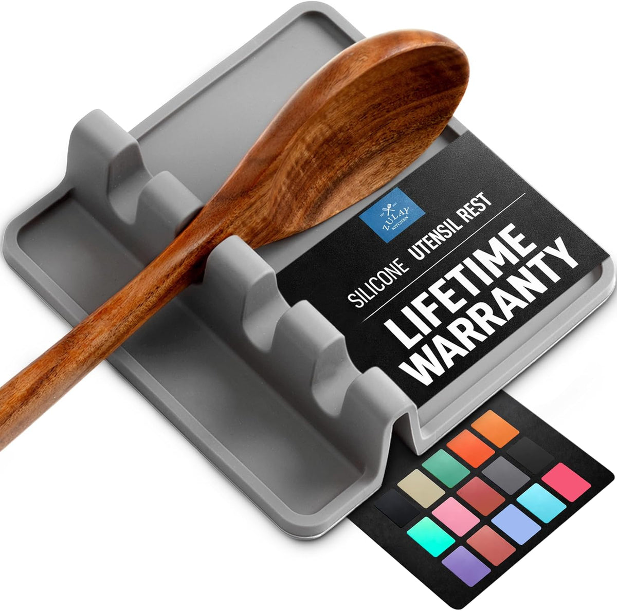 Spoon Rest for Multiple Utensils High Heat-Resistant Silicone Drip Pad, BPA-Free Spoon Holder for Stove Top, Kitchen Gadget Holder for Ladles, Tongs, Cooking Spatula - Makes Great Gift