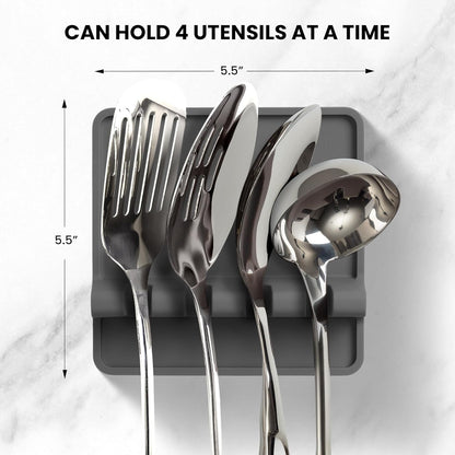 Spoon Rest for Multiple Utensils High Heat-Resistant Silicone Drip Pad, BPA-Free Spoon Holder for Stove Top, Kitchen Gadget Holder for Ladles, Tongs, Cooking Spatula - Makes Great Gift