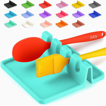 Spoon Rest for Multiple Utensils High Heat-Resistant Silicone Drip Pad, BPA-Free Spoon Holder for Stove Top, Kitchen Gadget Holder for Ladles, Tongs, Cooking Spatula - Makes Great Gift