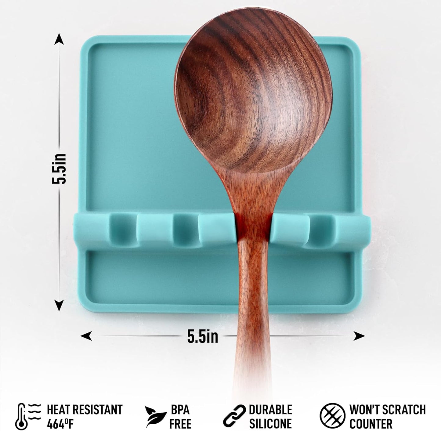 Spoon Rest for Multiple Utensils High Heat-Resistant Silicone Drip Pad, BPA-Free Spoon Holder for Stove Top, Kitchen Gadget Holder for Ladles, Tongs, Cooking Spatula - Makes Great Gift