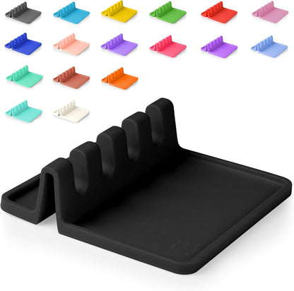 Spoon Rest for Multiple Utensils High Heat-Resistant Silicone Drip Pad, BPA-Free Spoon Holder for Stove Top, Kitchen Gadget Holder for Ladles, Tongs, Cooking Spatula - Makes Great Gift
