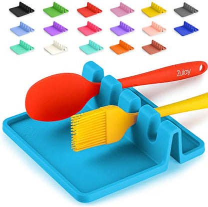 Spoon Rest for Multiple Utensils High Heat-Resistant Silicone Drip Pad, BPA-Free Spoon Holder for Stove Top, Kitchen Gadget Holder for Ladles, Tongs, Cooking Spatula - Makes Great Gift