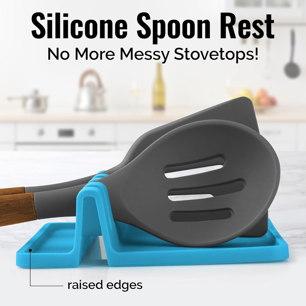 Spoon Rest for Multiple Utensils High Heat-Resistant Silicone Drip Pad, BPA-Free Spoon Holder for Stove Top, Kitchen Gadget Holder for Ladles, Tongs, Cooking Spatula - Makes Great Gift