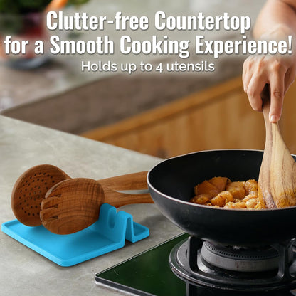 Spoon Rest for Multiple Utensils High Heat-Resistant Silicone Drip Pad, BPA-Free Spoon Holder for Stove Top, Kitchen Gadget Holder for Ladles, Tongs, Cooking Spatula - Makes Great Gift